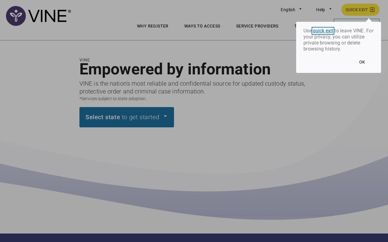 Russell County VINELink inmate search and release registration interface